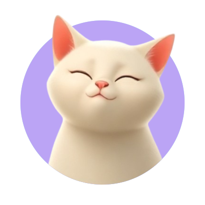 smiling beige cat with closed eyes