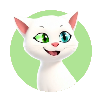 smiling white cat with heterochromia