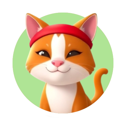 smiling ginger cat with red bandana on its head